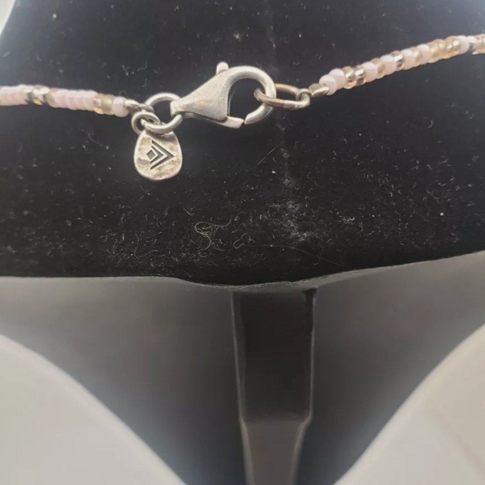 Silpada necklace consists of pink soapstone and seedbeads. It is 16" long - Picture 6 of 8